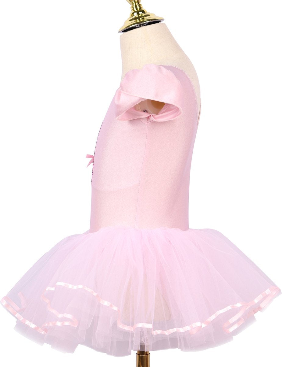 Roze balletpakje met tutu en glitterprint