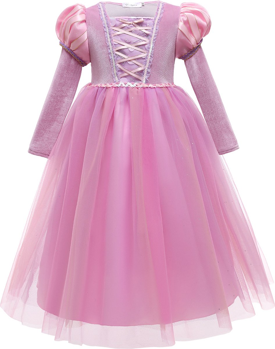 Luxe Roze Rapunzel Winter Prinsessenjurk