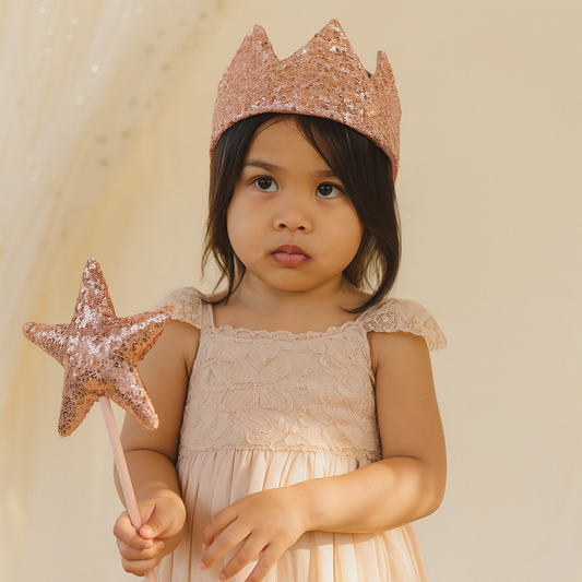 Luxe Verkleed Glitter Kroon en Staf Accessoires Rose Goud