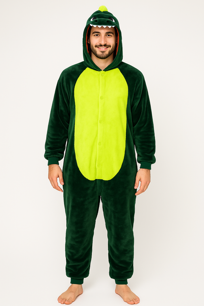 Dinosaurus Verkleedpak Onesie Volwassenen Groen