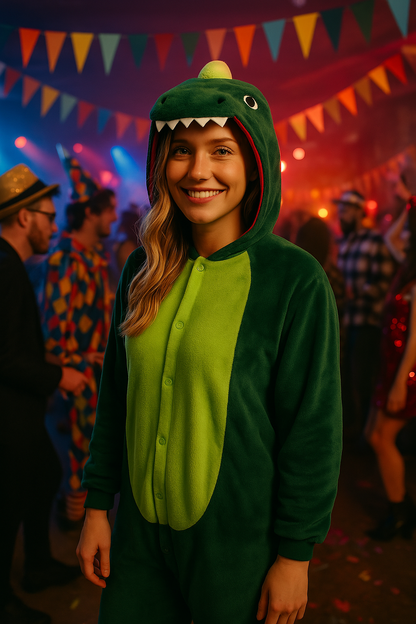 Dinosaurus Verkleedpak Onesie Volwassenen Groen