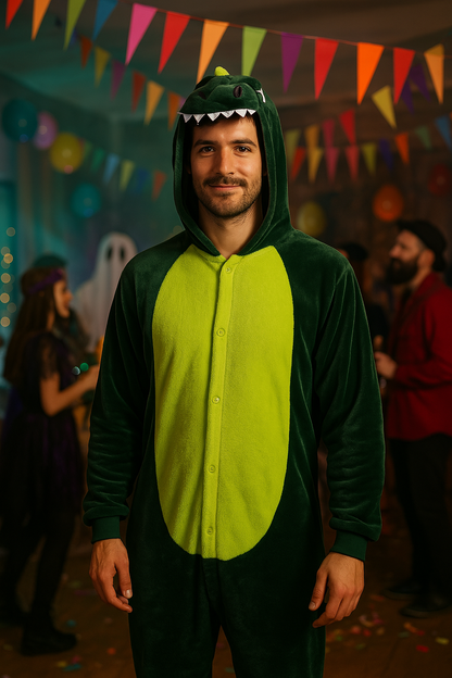 Dinosaurus Verkleedpak Onesie Volwassenen Groen