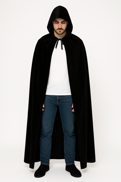 Luxe Mantel Volwassenen Met Capuchon - Zwart