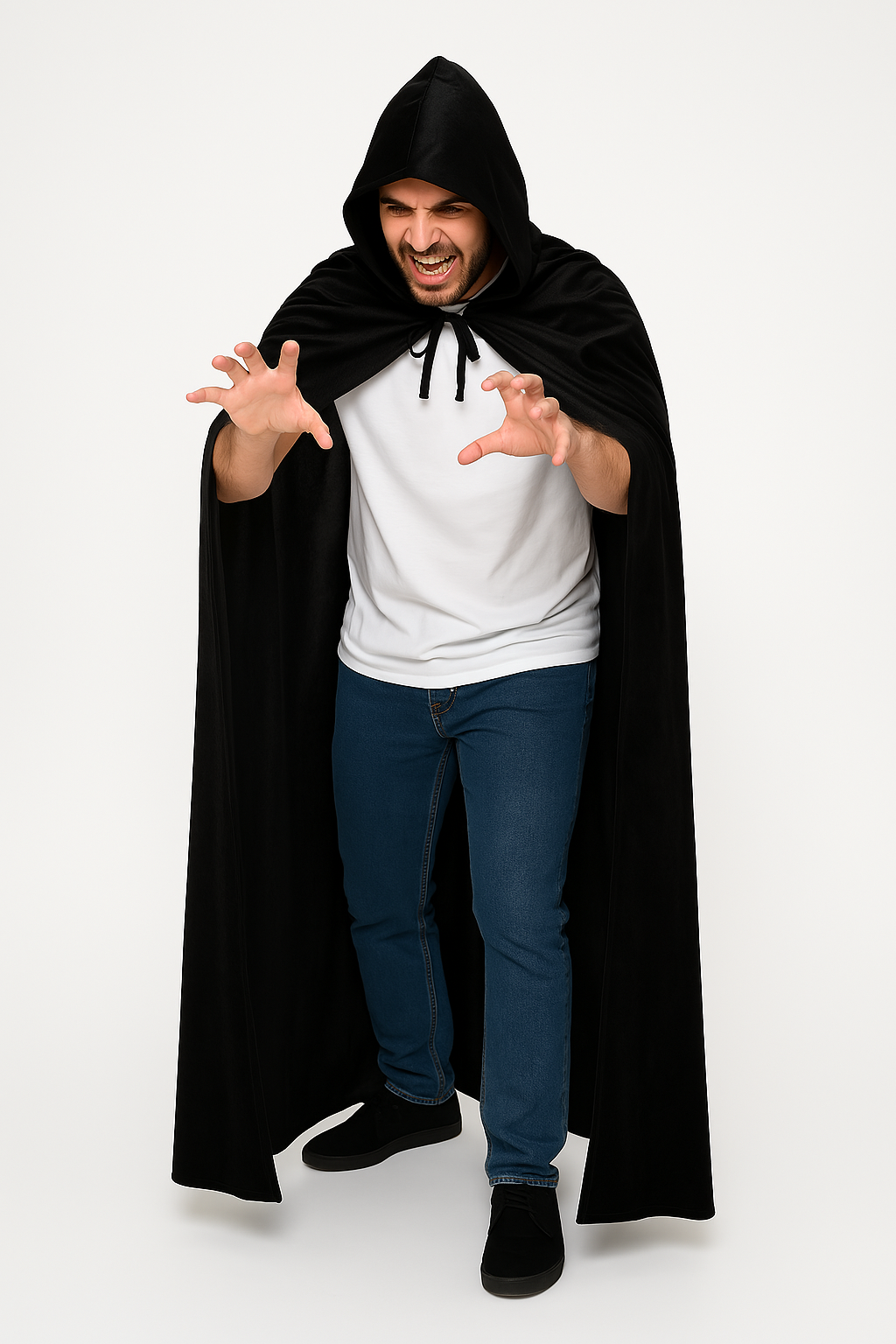 Luxe Mantel Volwassenen Met Capuchon - Zwart