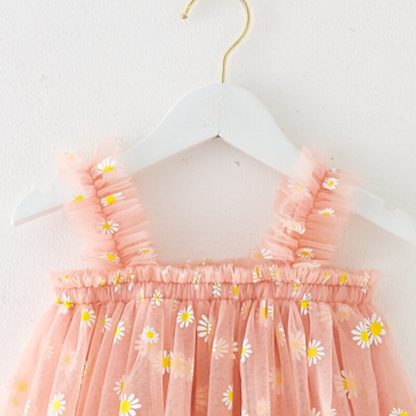Zomerjurkje Oud Roze Tule met Madeliefjes