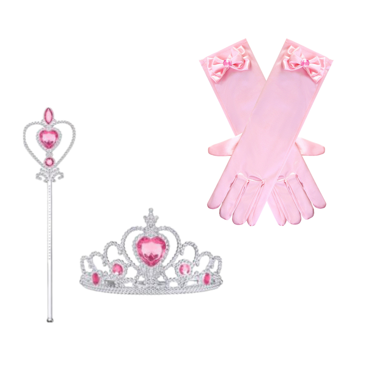 Prinsessen Accessoireset: Kroon, Toverstaf en Handschoenen - Roze