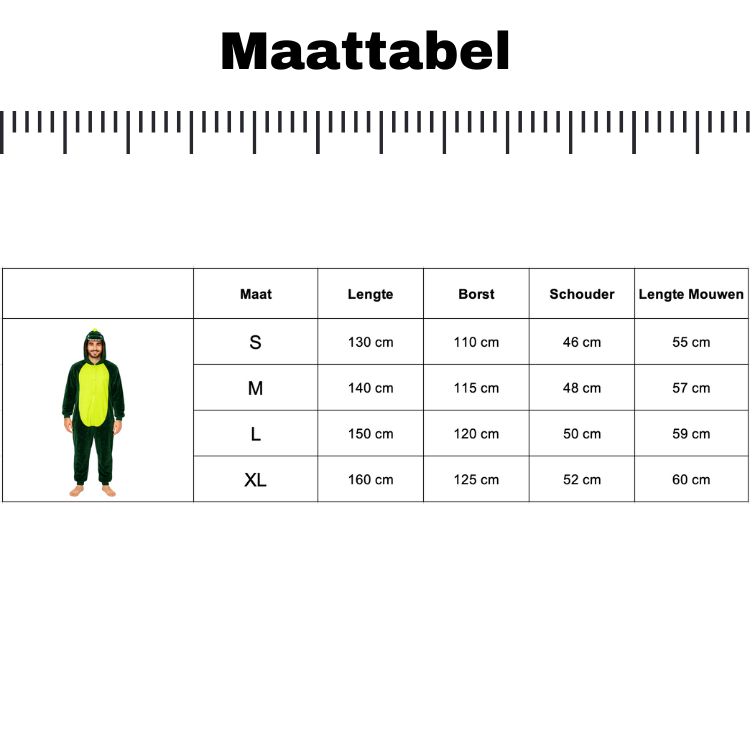 Dinosaurus Verkleedpak Onesie Volwassenen Groen