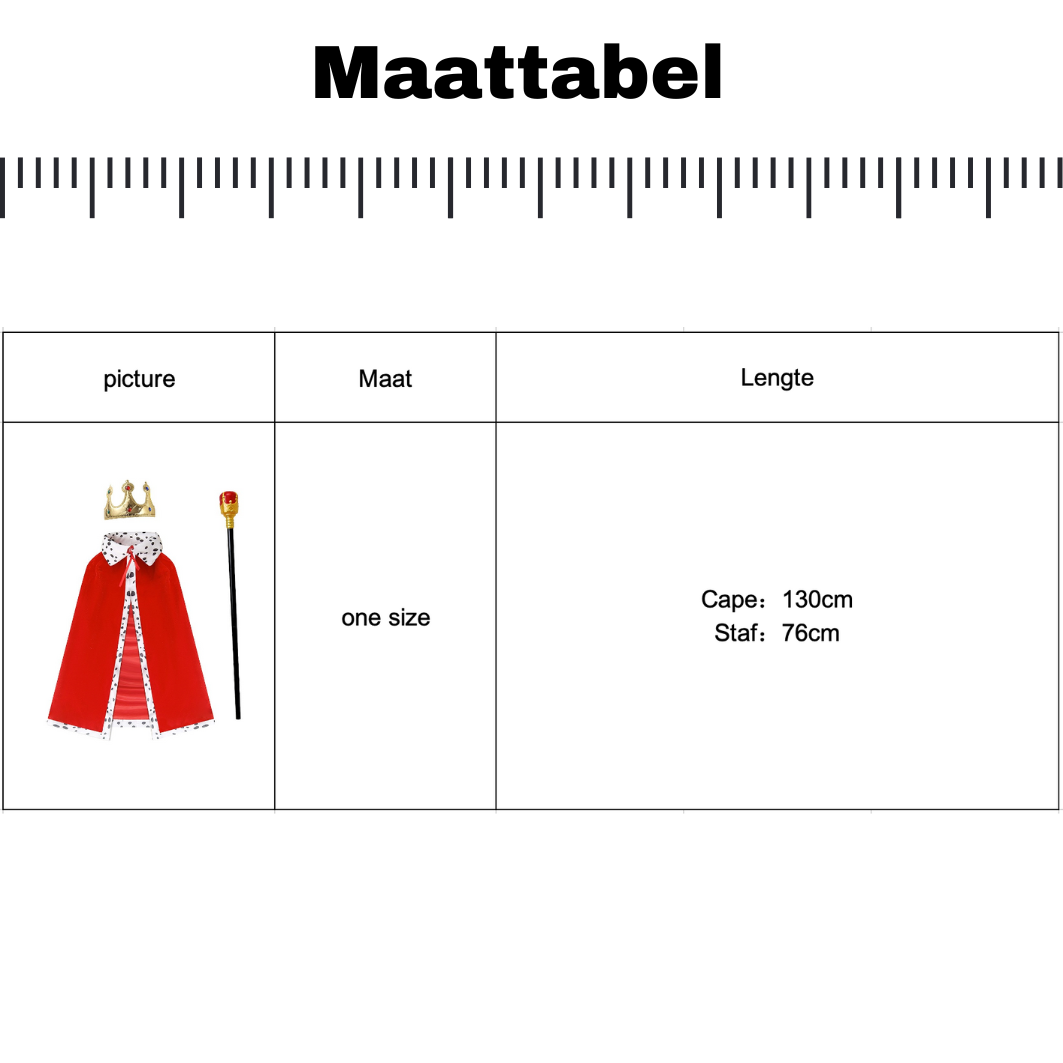 Koning cape/mantel met Kroon en staf voor volwassenen Rood