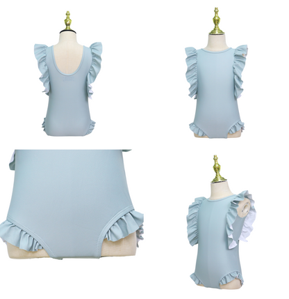 Badpak Korte Mouw Licht Blauw met Ruches Meisjes | Maat 1-6 Jaar