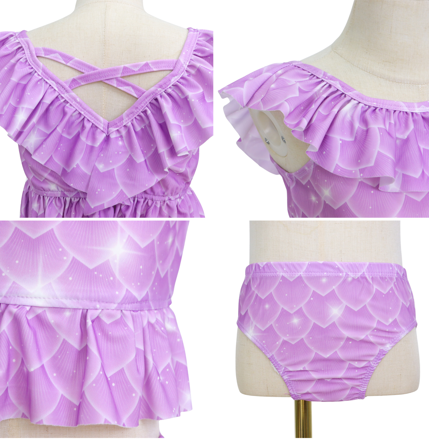 Zeemeerminstaart met bikini verkleed set Lila en Oranje