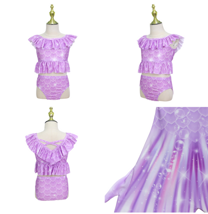Zeemeerminstaart met bikini verkleed set Lila en Oranje