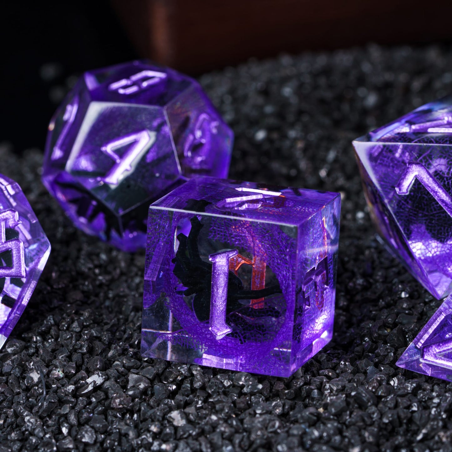7 delige Resin Dice Set “Amethyst Spider"