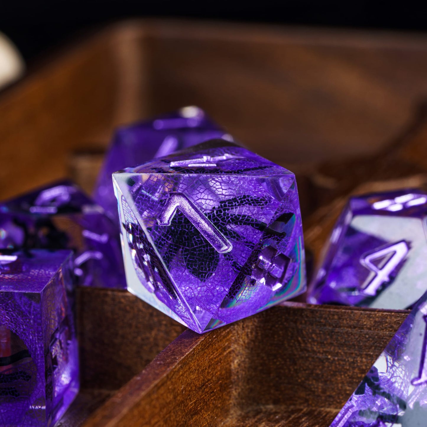 7 delige Resin Dice Set “Amethyst Spider"