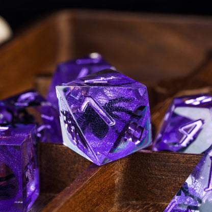 7 delige Resin Dice Set “Amethyst Spider"