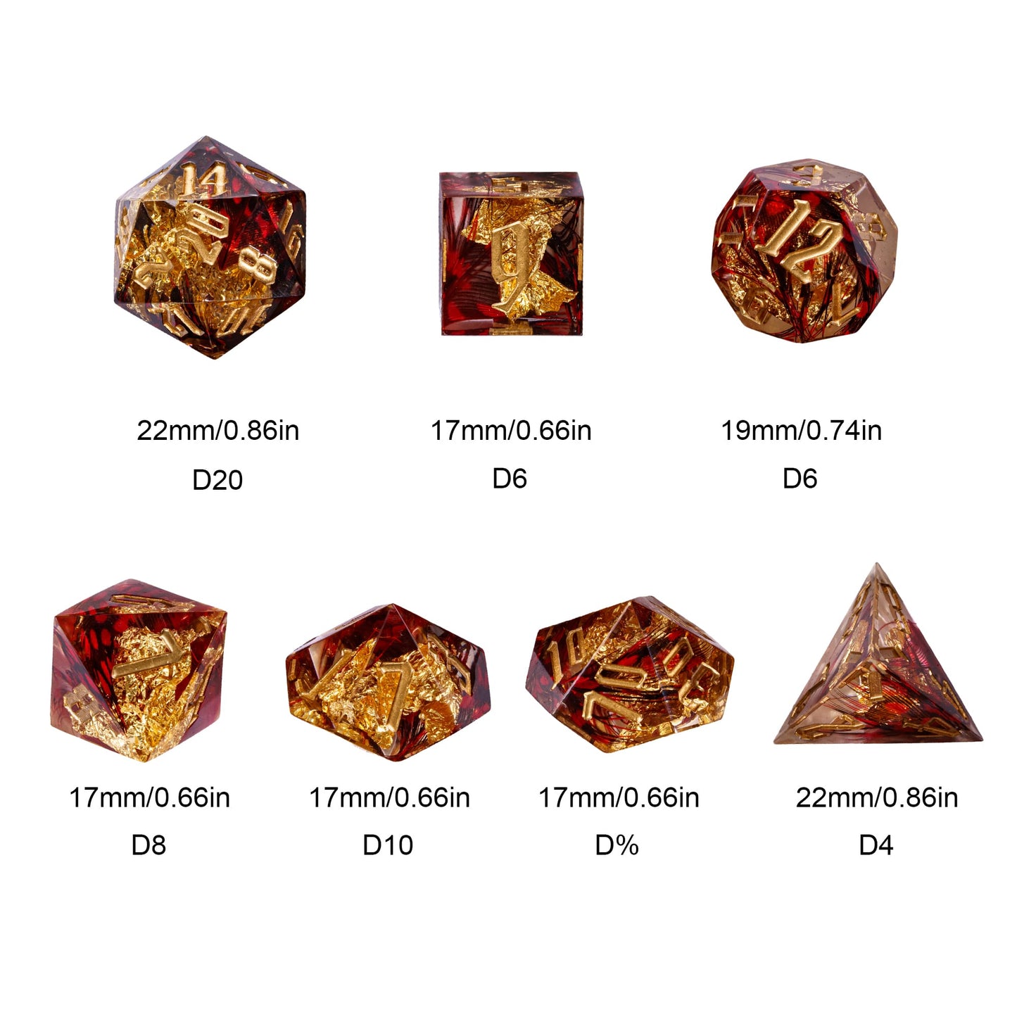 7 delige Resin Dice Set “Dragonfire Relic"