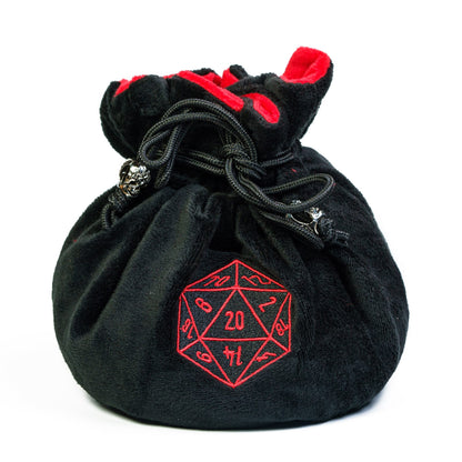 Dobbelstenen Zak met Dice Tray – Zachte Pluche Opbergzak | Voor Dungeons & Dragons & TTRPG Dobbelstenen Zwart