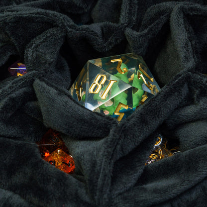 Dobbelstenen Zak met Dice Tray – Zachte Pluche Opbergzak | Voor Dungeons & Dragons & TTRPG Dobbelstenen Blauw