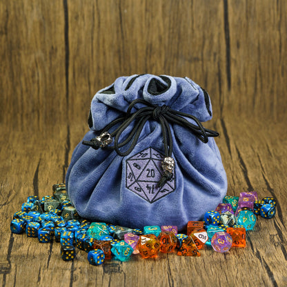 Dobbelstenen Zak met Dice Tray – Zachte Pluche Opbergzak | Voor Dungeons & Dragons & TTRPG Dobbelstenen Blauw