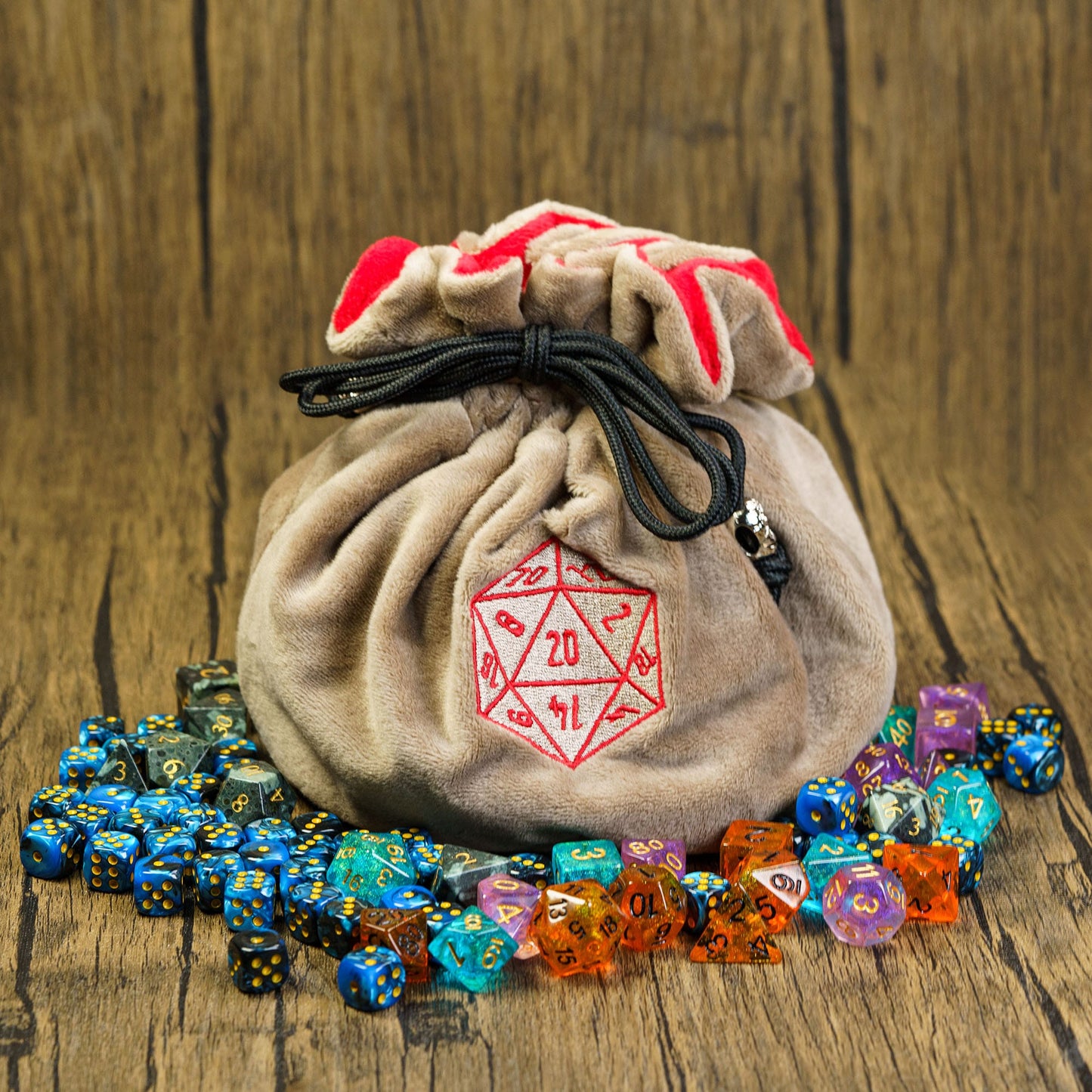 Dobbelstenen Zak met Dice Tray – Zachte Pluche Opbergzak | Voor Dungeons & Dragons & TTRPG Dobbelstenen