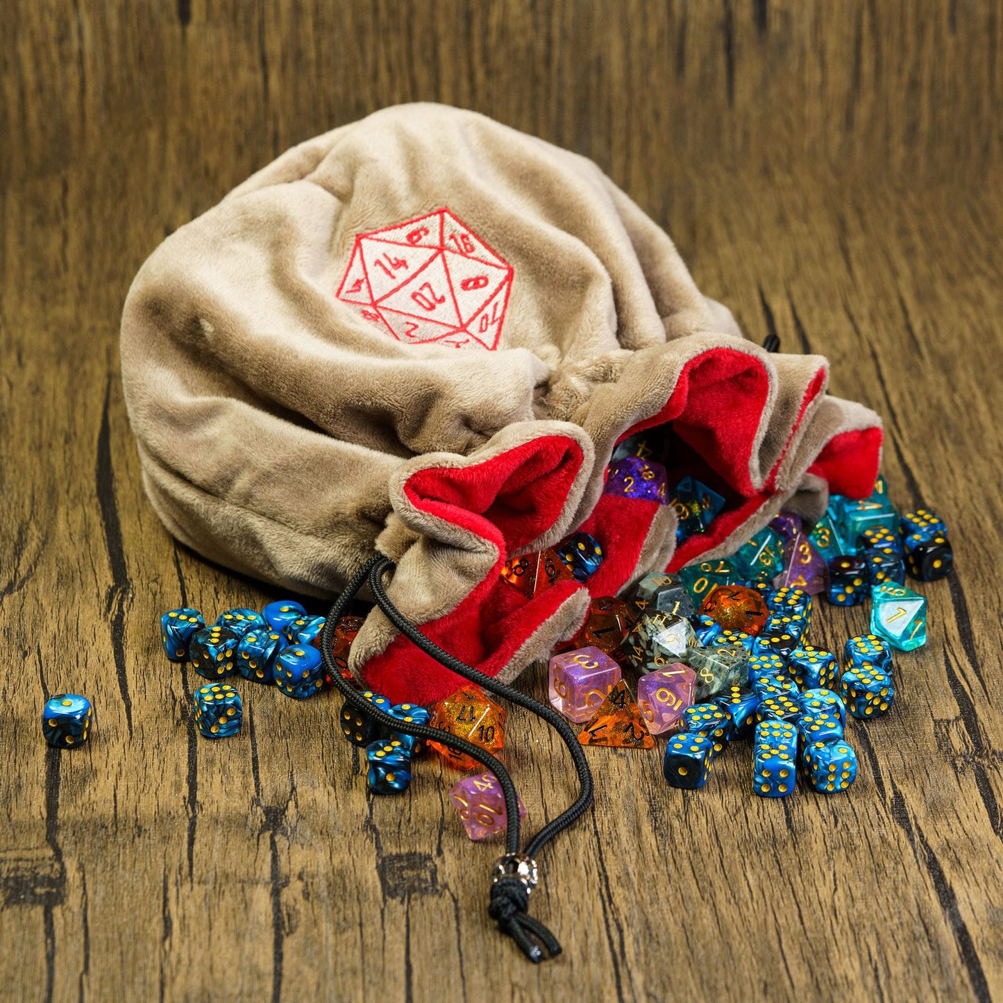 Dobbelstenen Zak met Dice Tray – Zachte Pluche Opbergzak | Voor Dungeons & Dragons & TTRPG Dobbelstenen