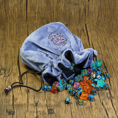 Dobbelstenen Zak met Dice Tray – Zachte Pluche Opbergzak | Voor Dungeons & Dragons & TTRPG Dobbelstenen Blauw
