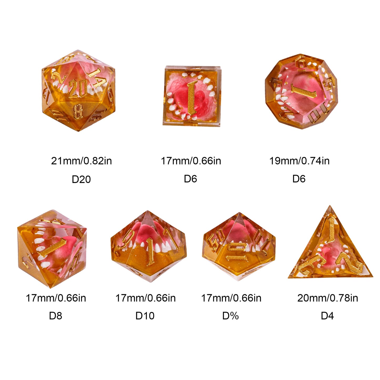 7 delige Resin Dice Set “Mimic’s Bite"