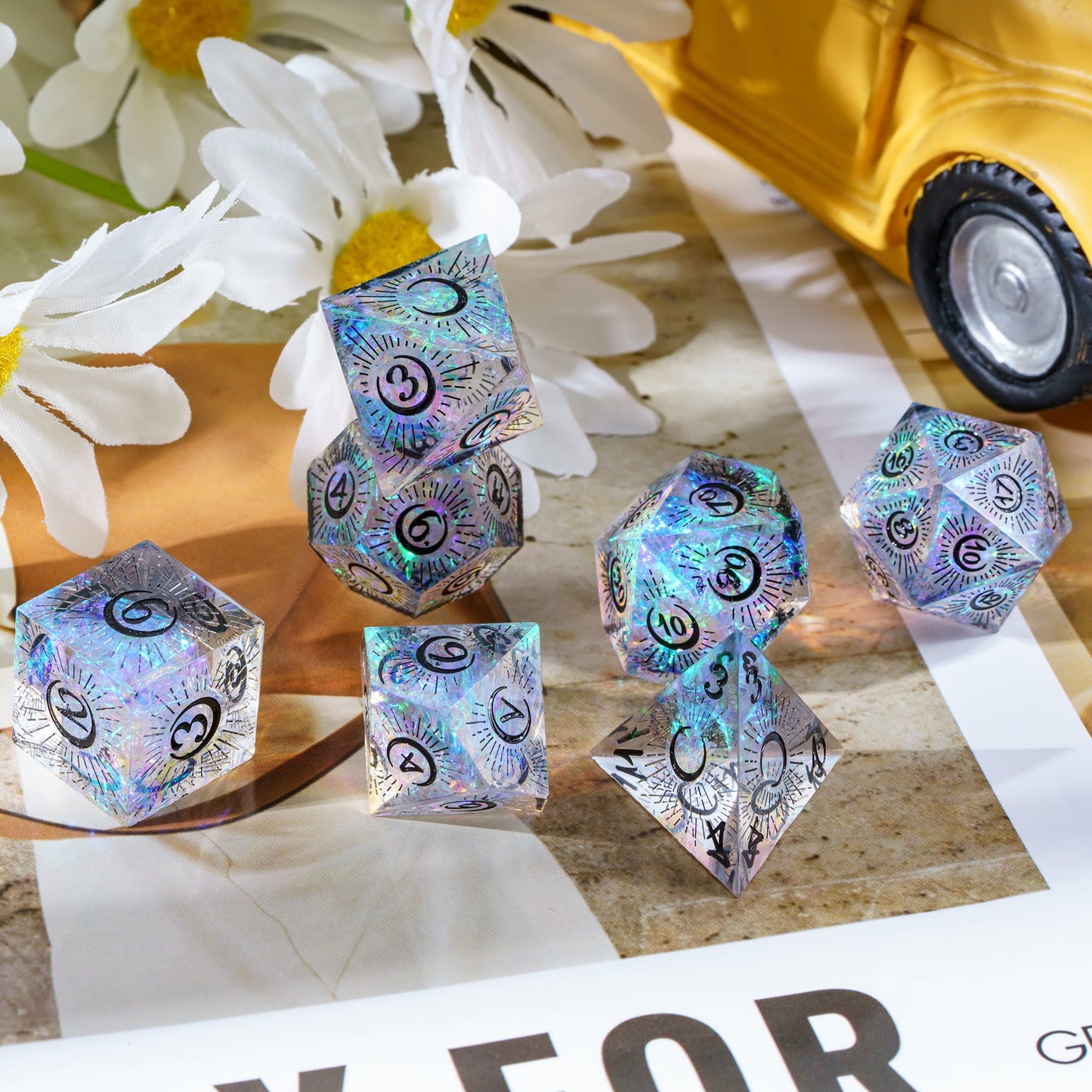 7 delige Resin Dice Set “Starlight Eclipse"