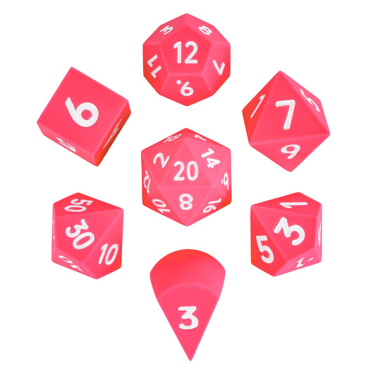 7 delige Siliconen Bounce Dice Set Roze/Wit