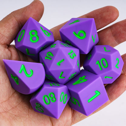 7 delige Siliconen Bounce Dice Set Paars/Groen