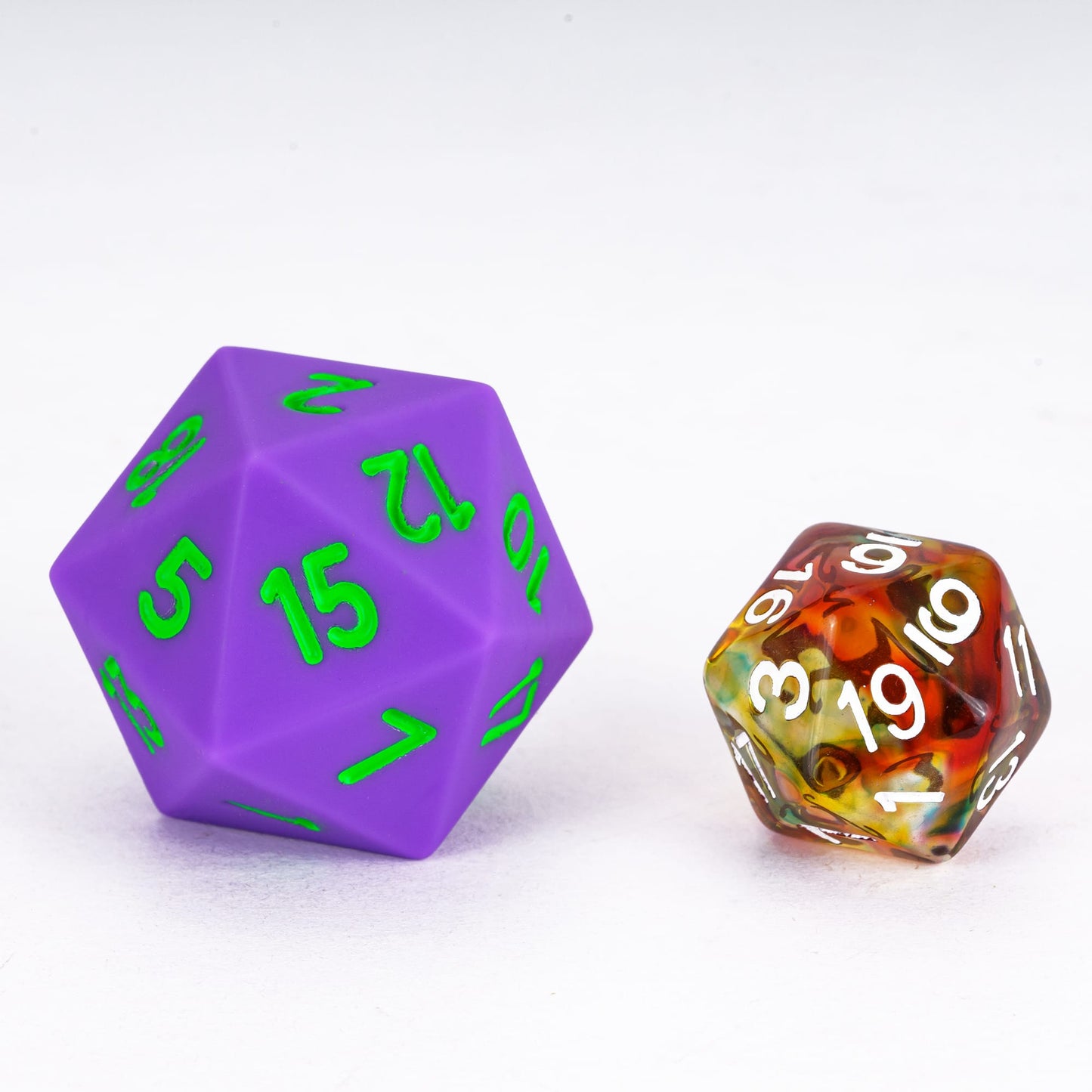 7 delige Siliconen Bounce Dice Set Paars/Groen