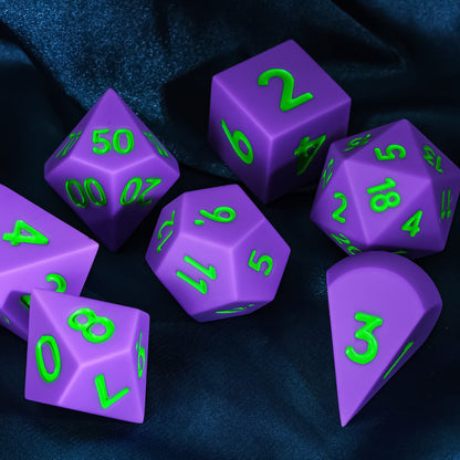 7 delige Siliconen Bounce Dice Set Paars/Groen