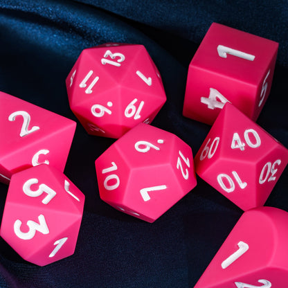 7 delige Siliconen Bounce Dice Set Roze/Wit
