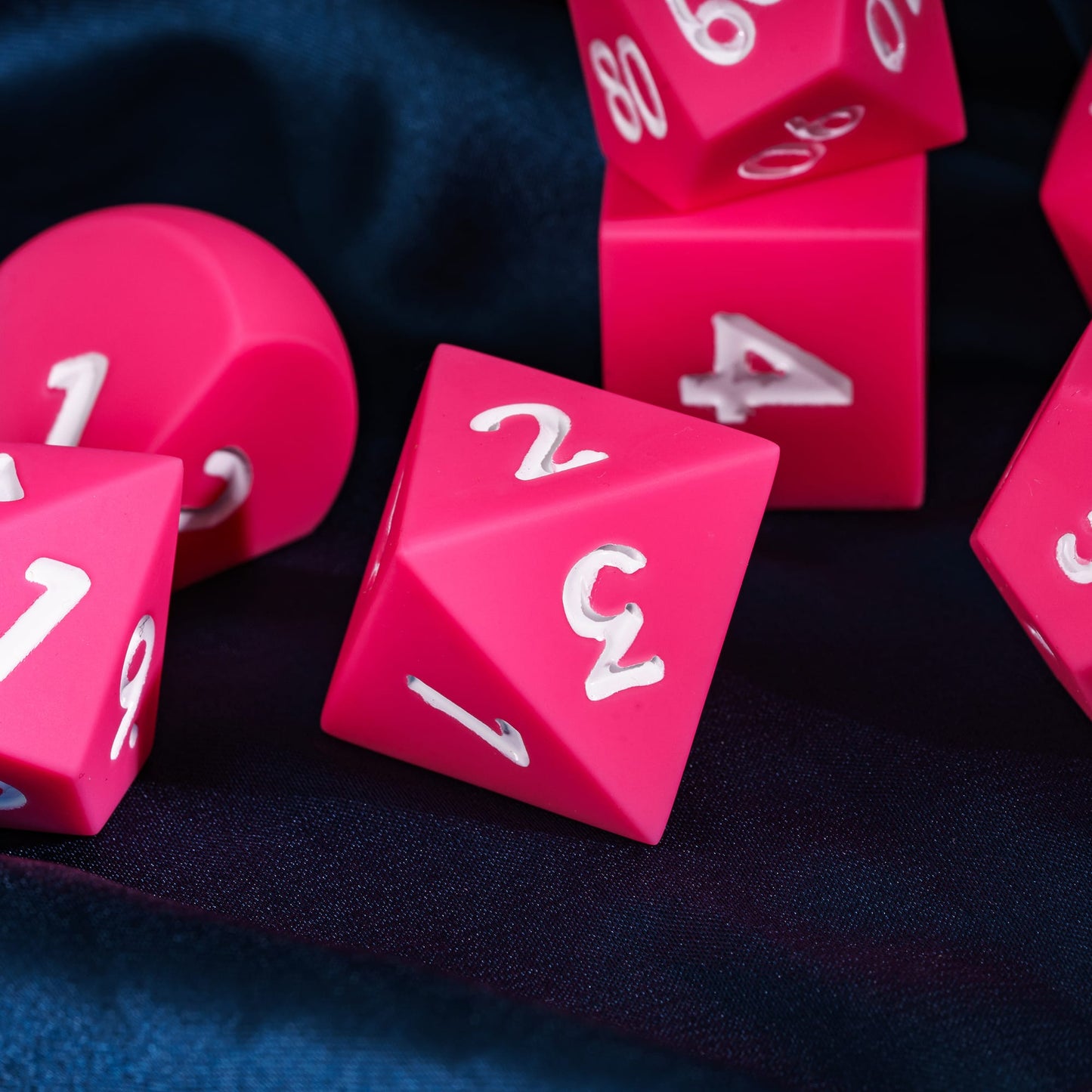 7 delige Siliconen Bounce Dice Set Roze/Wit
