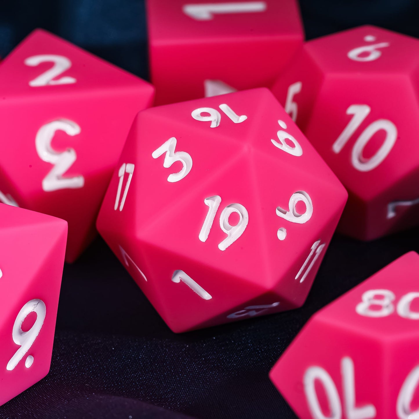 7 delige Siliconen Bounce Dice Set Roze/Wit
