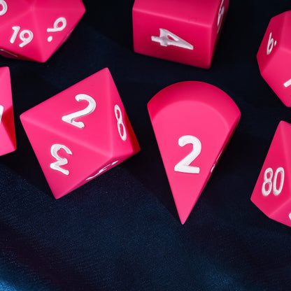 7 delige Siliconen Bounce Dice Set Roze/Wit