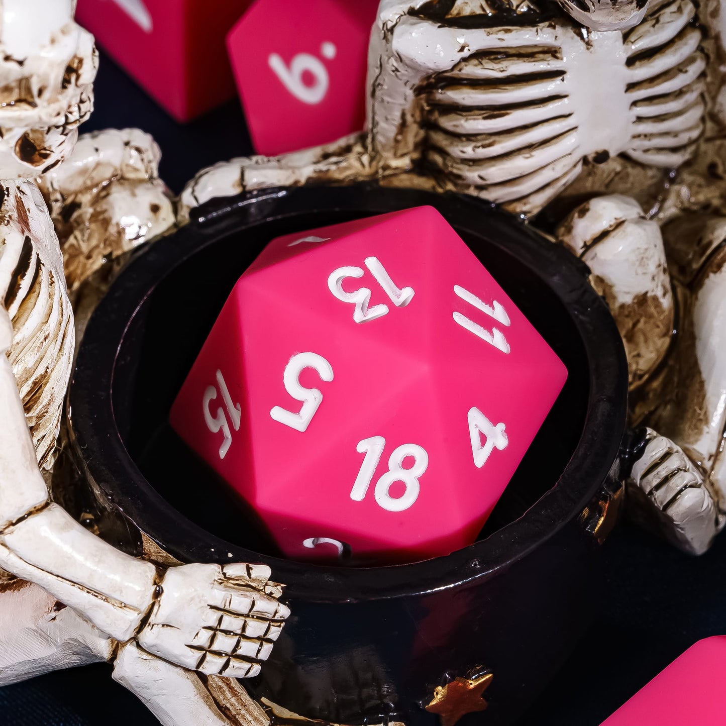 7 delige Siliconen Bounce Dice Set Roze/Wit