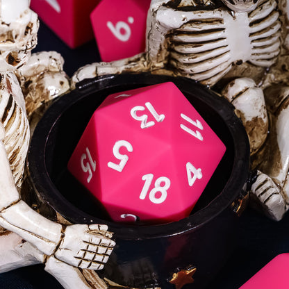 7 delige Siliconen Bounce Dice Set Roze/Wit