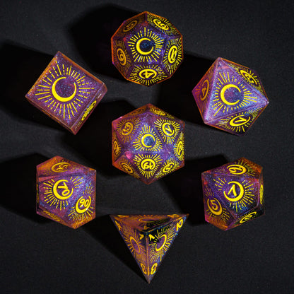 7 delige Resin Dice Set “Celestial Moon"