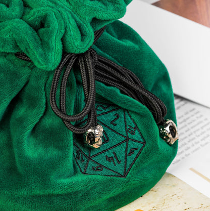 Dobbelstenen Zak met Dice Tray – Zachte Pluche Opbergzak | Voor Dungeons & Dragons & TTRPG Dobbelstenen Groen