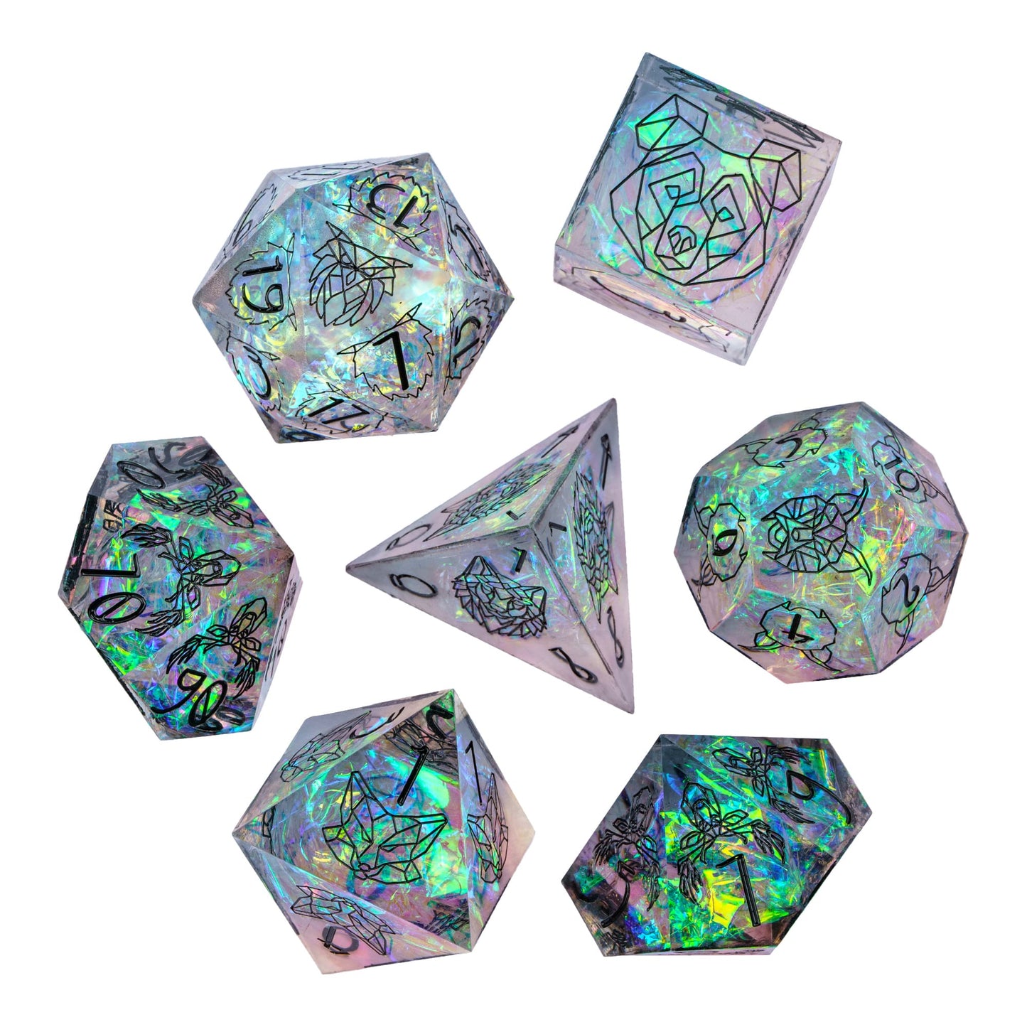 7 delige Resin Dice Set "Holographic Spirit Beast"