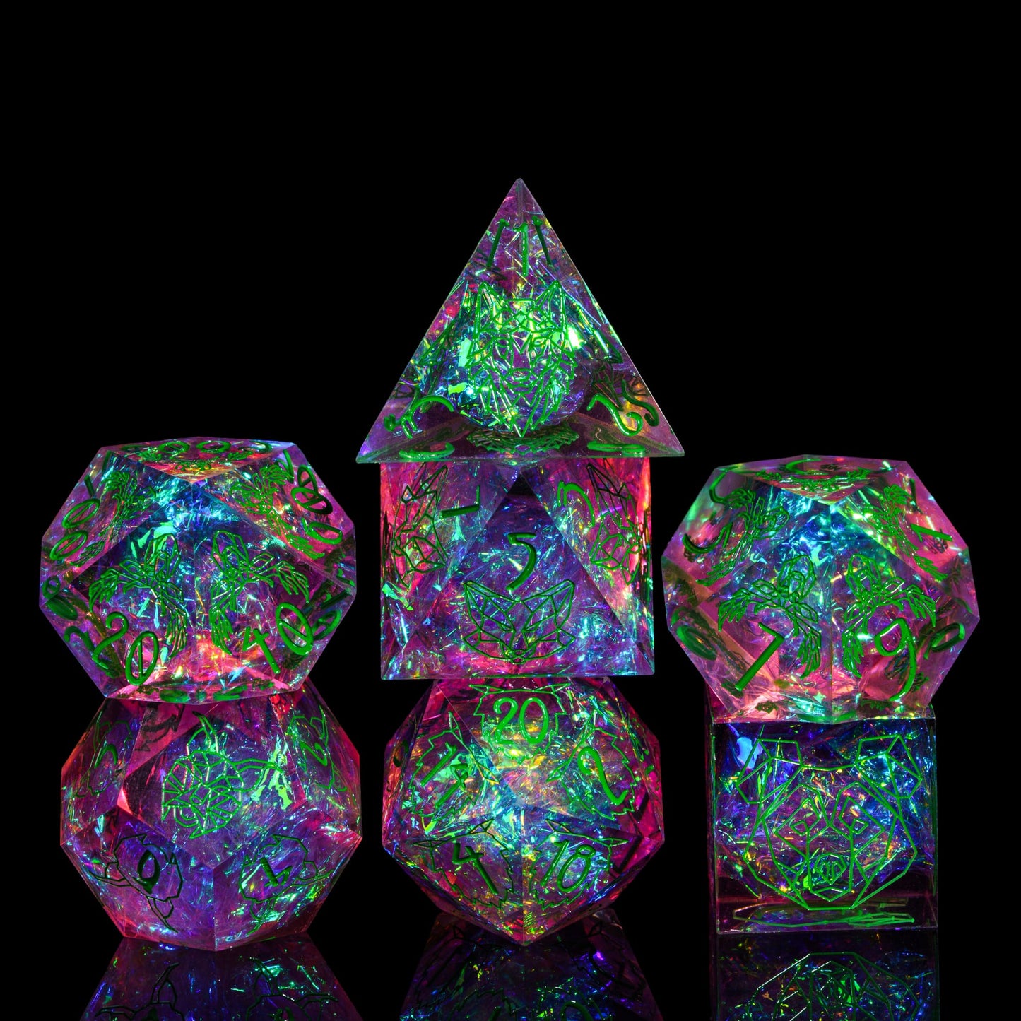 7 delige Resin Dice Set “Prismatic Spirit"