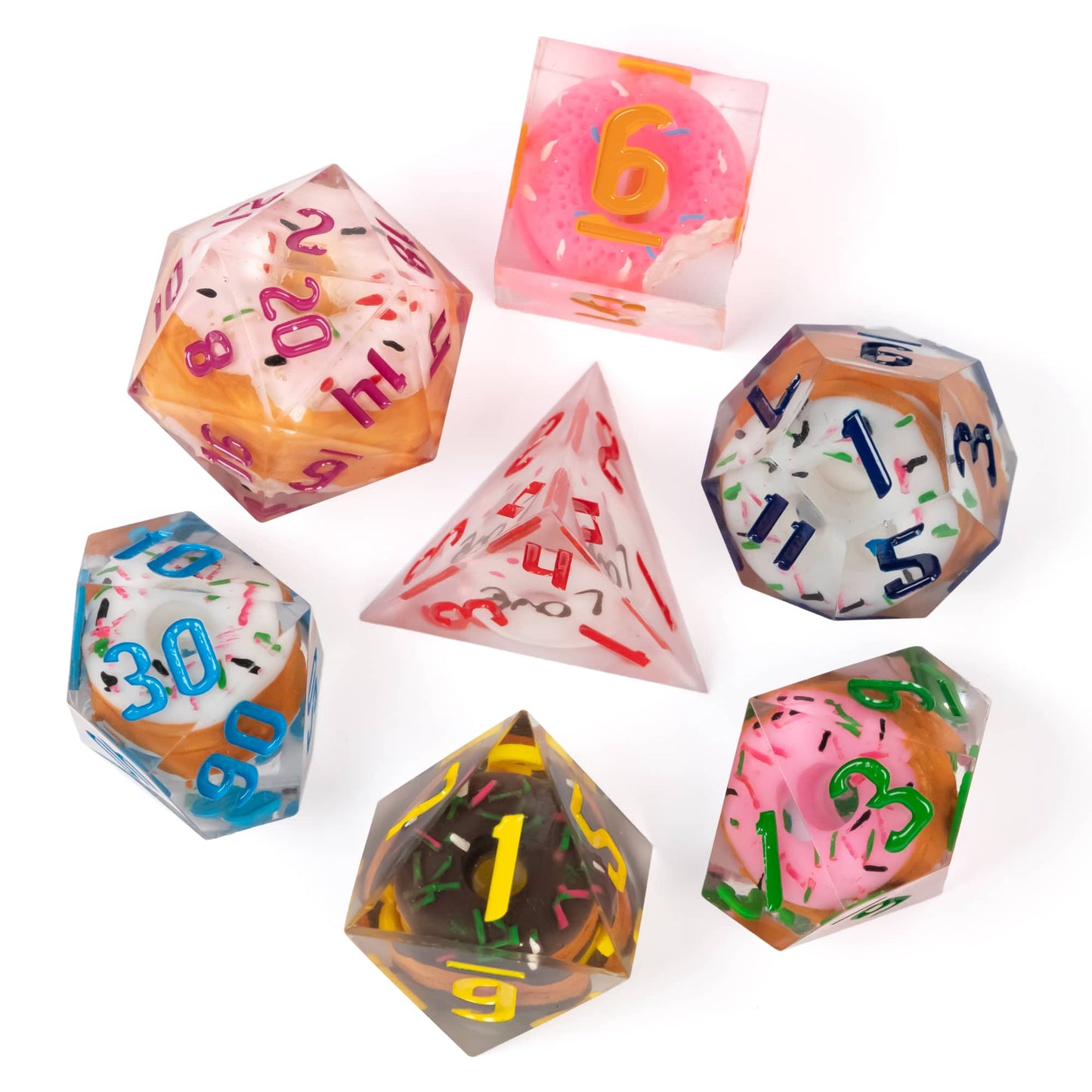 7 delige Resin Dice Set “Donut Delight"