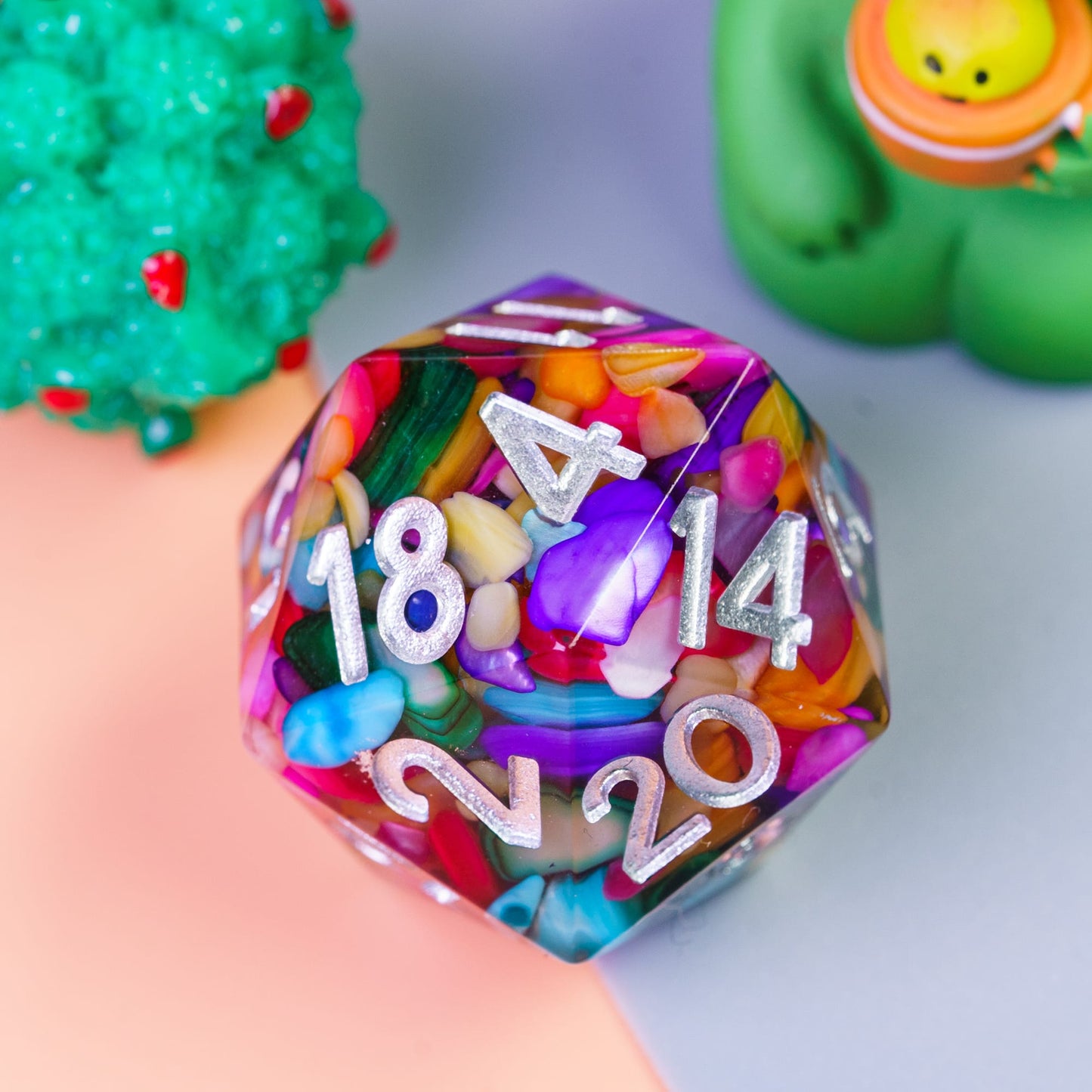 7 delige Resin Dice Set “Rainbow Gemstone"