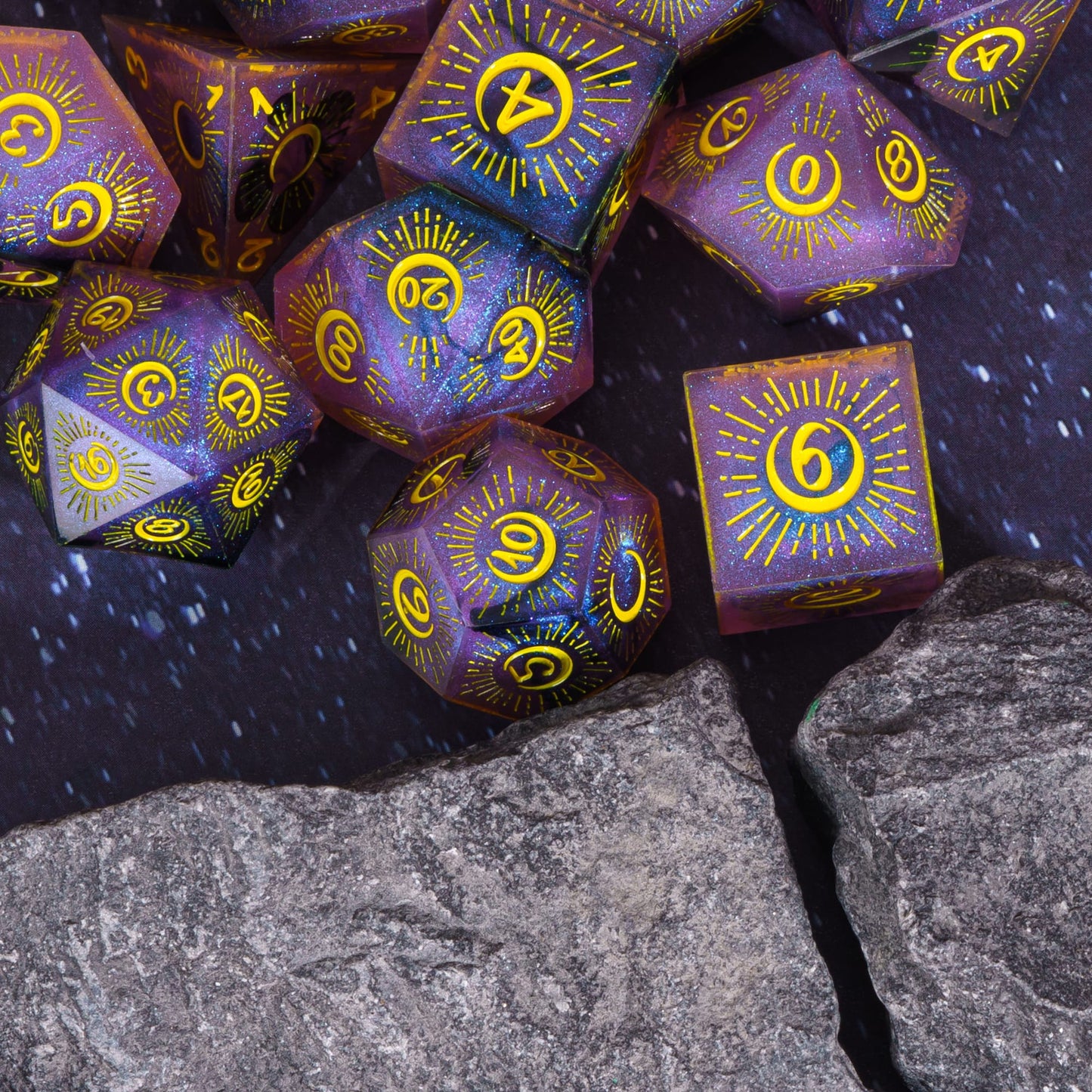 7 delige Resin Dice Set “Celestial Moon"