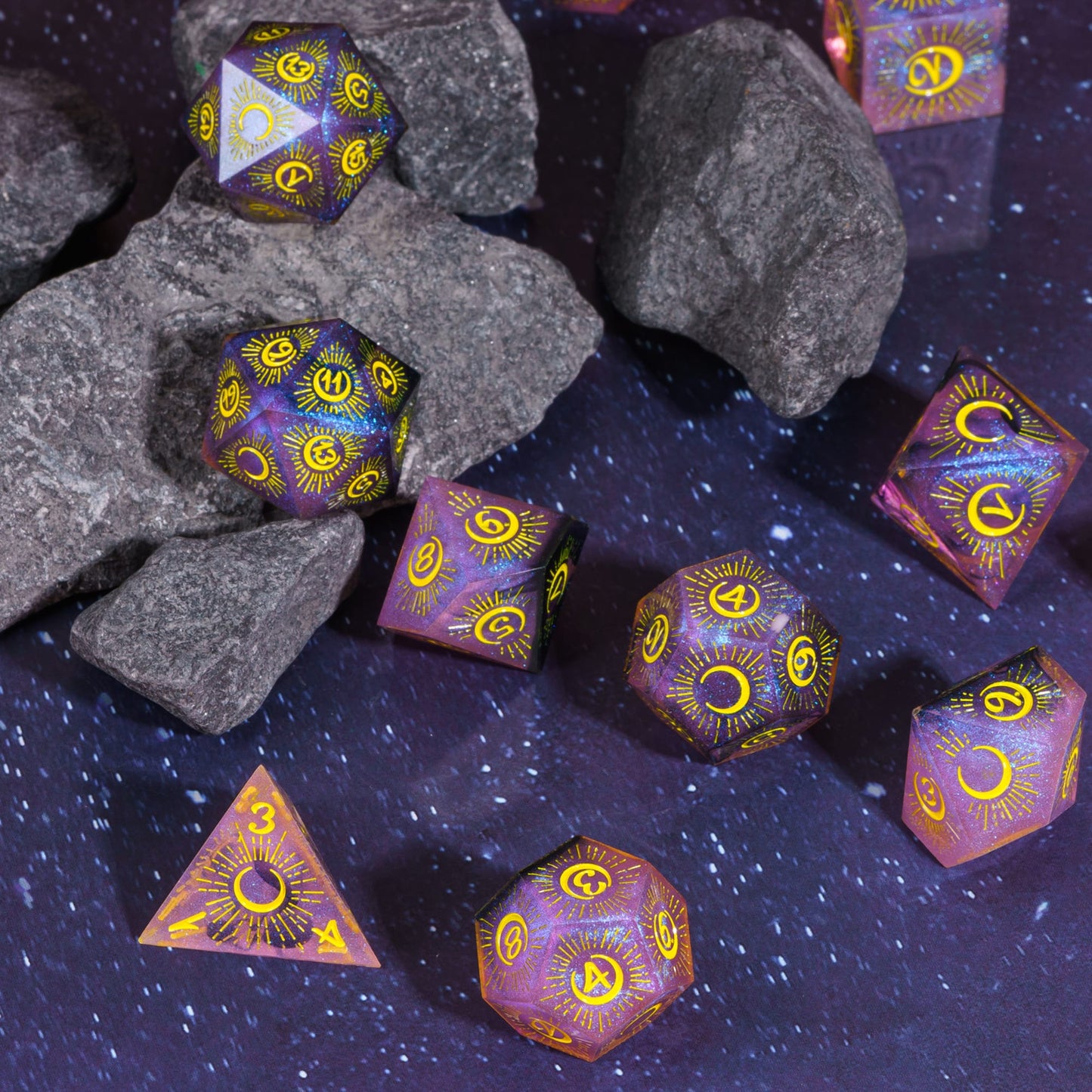 7 delige Resin Dice Set “Celestial Moon"