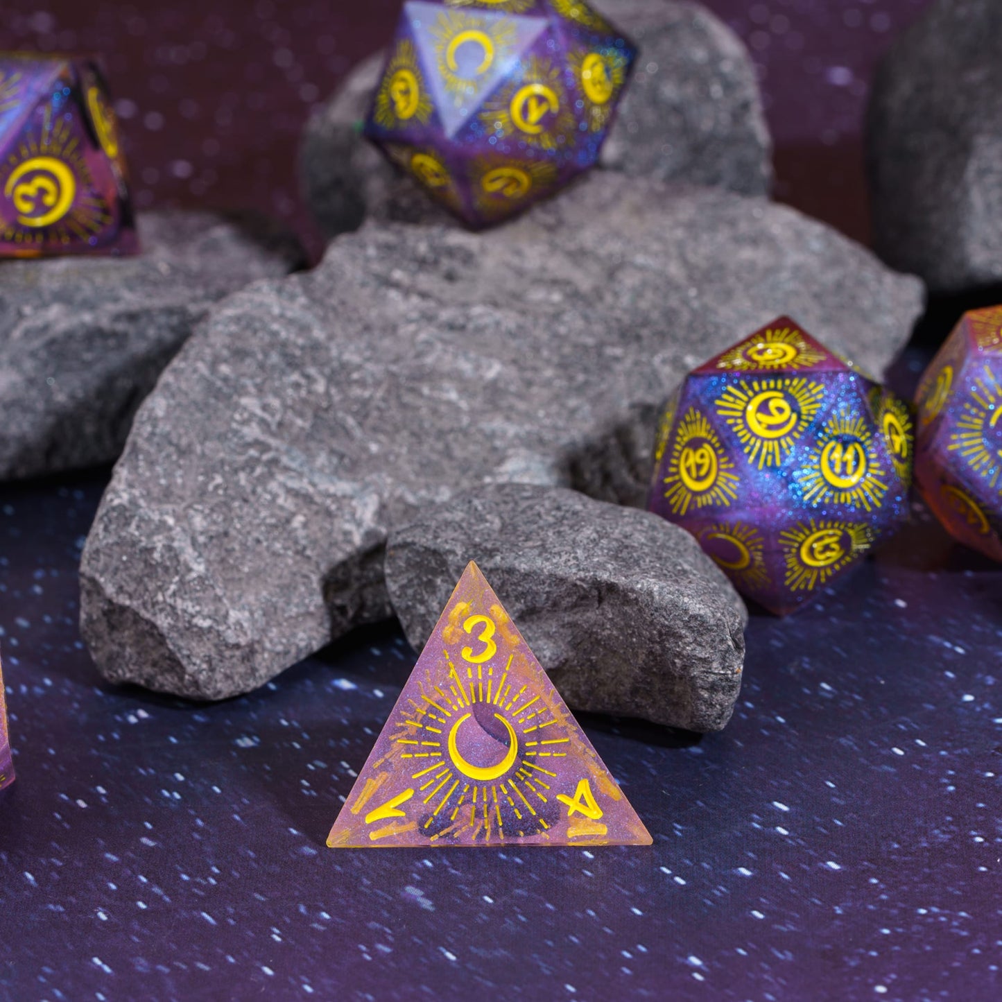 7 delige Resin Dice Set “Celestial Moon"