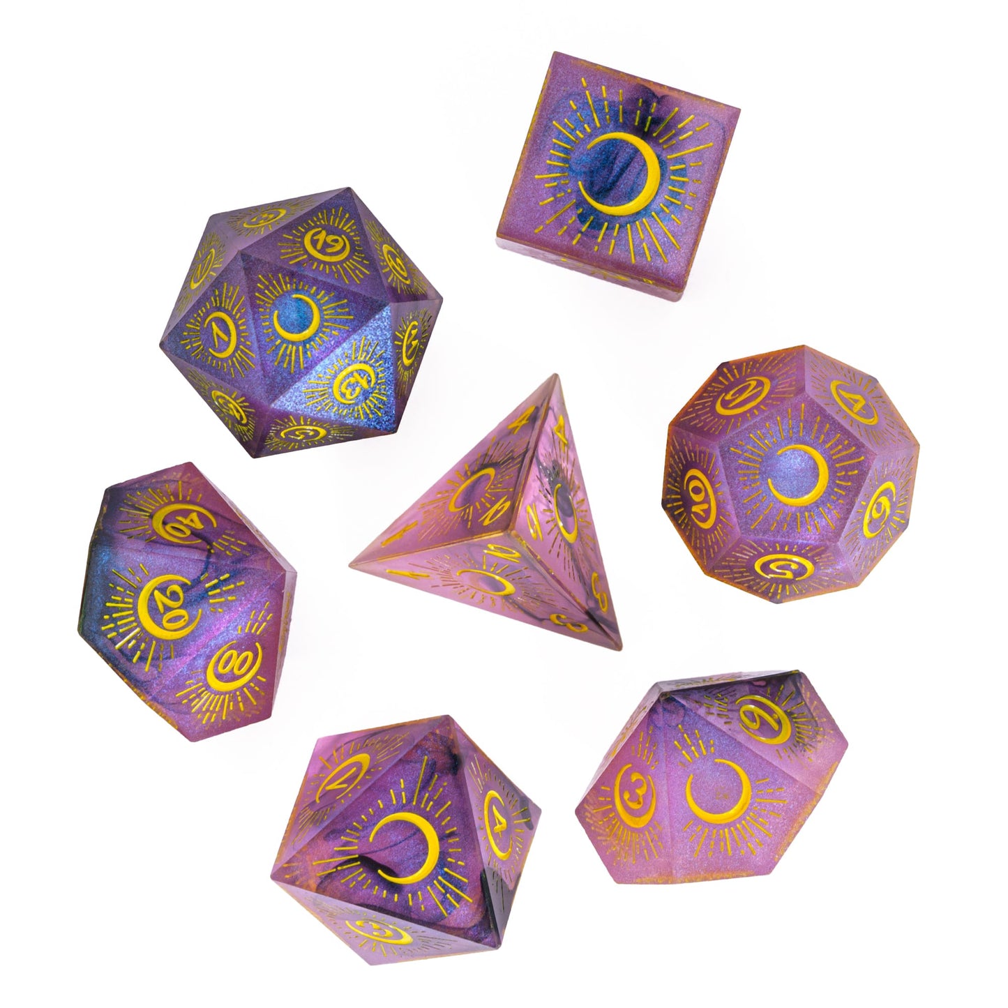 7 delige Resin Dice Set “Celestial Moon"