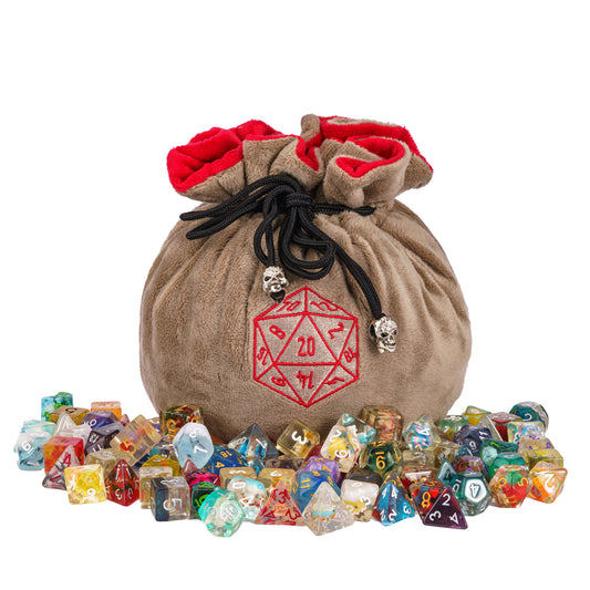 Dobbelstenen Zak met Dice Tray – Zachte Pluche Opbergzak | Voor Dungeons & Dragons & TTRPG Dobbelstenen