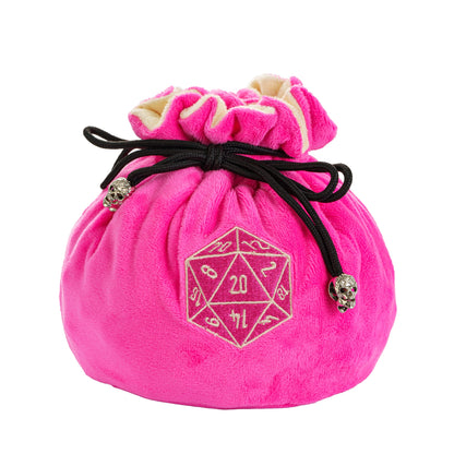 Dobbelstenen Zak met Dice Tray – Zachte Pluche Opbergzak | Voor Dungeons & Dragons & TTRPG Dobbelstenen Roze