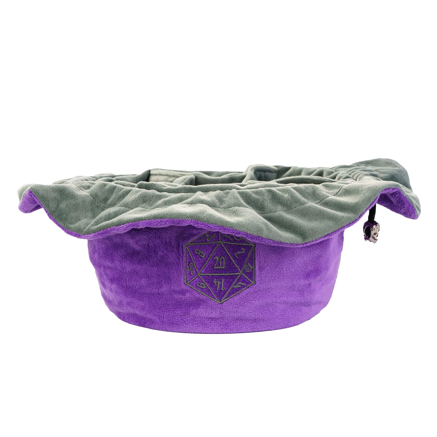 Dobbelstenen Zak met Dice Tray – Zachte Pluche Opbergzak | Voor Dungeons & Dragons & TTRPG Dobbelstenen Paars